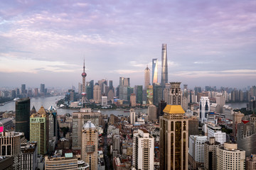 Obraz premium Aerial View of Lujiazui Financial District in Shanghai,China