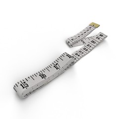 White tailor meter with soft shadow. 3D illustration