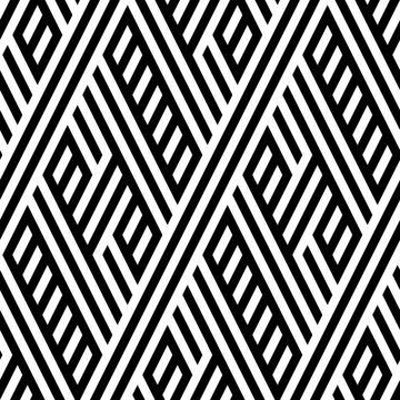 Vector seamless texture. Modern geometric background. Monochrome repeating pattern of overlapping, superimposed on each other's bands