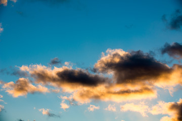 Puffy and colorful sunset clouds