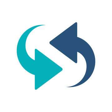 blue arrows in opposite directions vector illustration
