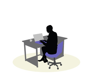 Fototapeta premium EPS 10 vector illustration of a business woman sitting at a desk 