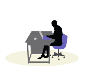 Fototapeta premium EPS 10 vector illustration of a business woman sitting at a desk 