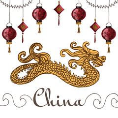 Chinese symbols colorful illustration.