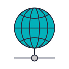 blue sphere with meridians and mesh vector illustration