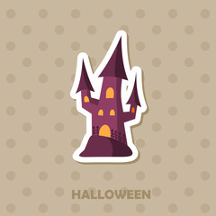 Witch castle vector icon. Halloween sticker