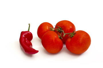 a group of tomato with pepper, isolated