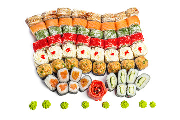 sushi set on white background