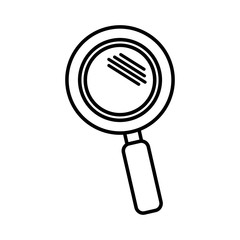 silhouette magnifying glass in side left vector illustration