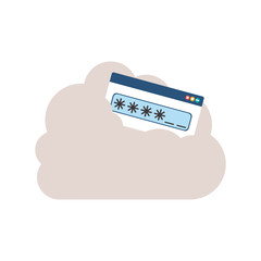Password text box into the cloud vector illustration