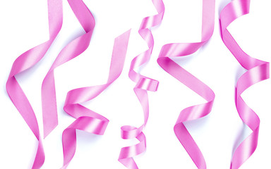 Mix Pink ribbon on a white background