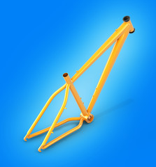 MTB frame isolated on blue gradient backround 3d illustration