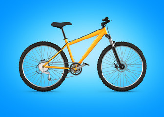 mountain bike isolated on blue gradient background 3d