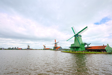 Naklejka premium Mills of Zaandam, Netherlands (super-wide angle)