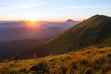 Obraz premium mountain Sunset in the Carpathians