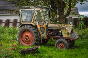 Rusty Tractor and wheelbarrow