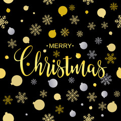 Merry Christmas gold glittering lettering design