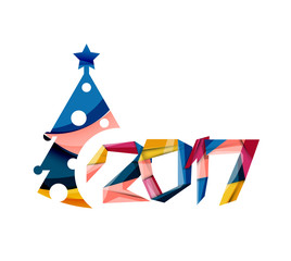 Obraz premium Christmas geometric banner, 2017 New Year