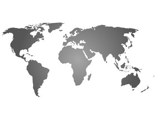Map of World. Grey silhouette vector illustration with gradient on white background.