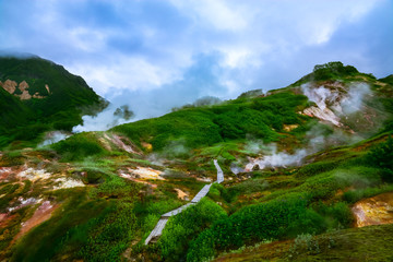 Fototapeta na wymiar The legendary Valley of Geysers in the summer. Kamchatka, Russia