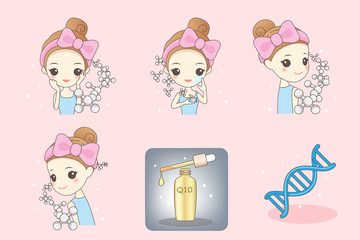 girl cleaning and care face