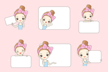 woman smile and show billboard