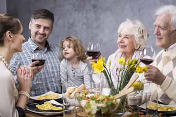 Multigenerational family at a dinner