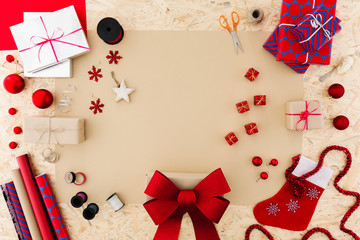 Fototapeta na wymiar Christmas accessories on table