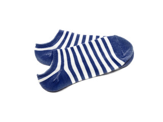 Child's striped socks, blue sock for backgrounds or textures.