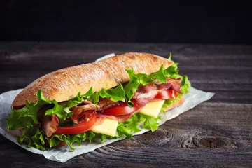 Deurstickers Fresh submarine sandwich © baibaz