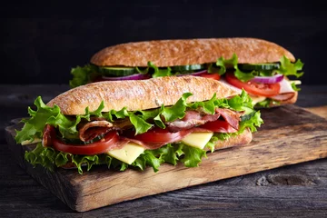 Acrylic prints Snack Two fresh submarine sandwiches