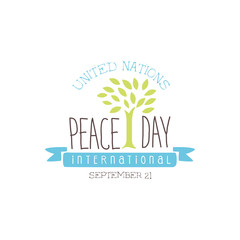 International September Peace Day Label Design In Light Colors