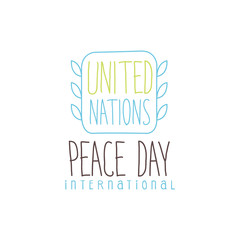 United Nation Peace Day Label Design In Light Colors