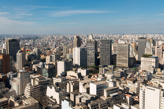 Sao Paulo City Skyline - View of Buildings in Anhangabau Valley