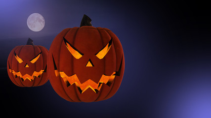 Halloween Background, Evil Jack, Pumpkins, 3D rendering 