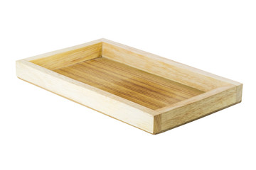 Wooden boxes or shelves empty for a trade show on white background and clipping path.