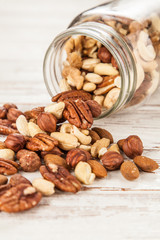 Mix of different nuts closeup photo