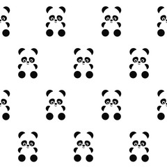 Fototapeta premium Panda seamless pattern on white background. Cute design for print on baby's clothes, textile, wallpaper, fabric. Vector background with smiling baby animal panda. Simple child style illustration.