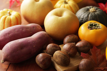 秋の食材　Japan autumn foods