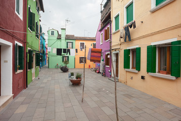 Panorama from a secondary street in burano Island, Venice