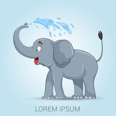 cute elephant, who pours water itself