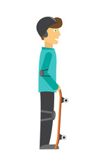 Skater with Skateboard Vector in Flat Design