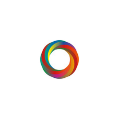 Abstract colored segments circle logo mockup, idea letter O geometric shape