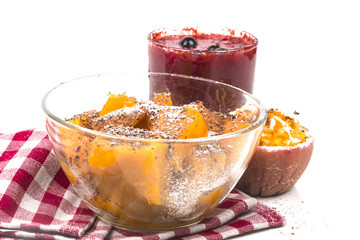 Useful ripe slices of cooked pumpkin in a plate