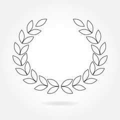 Fototapeta na wymiar Laurel wreath outline icon or sign isolated on white background. Vector illustration