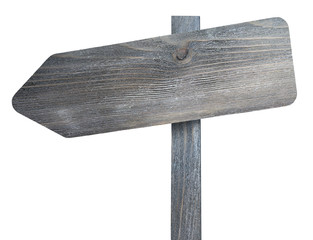 Wooden signboard on white background