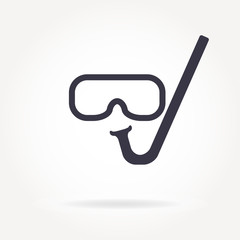 Diving or scuba mask icon. Mask and snorkel. Vector illustration.