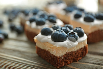 Delicious blueberry cakes , closeup