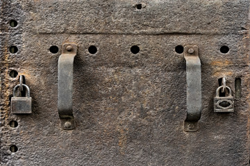 Small rusted metal door, Yangon, Myanmar