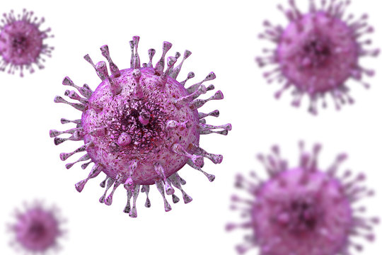 Cytomegalovirus CMV, a DNA virus from Herpesviridae family isolated on white background. 3D illustration. CMV mostly causes diseases in newborns and immunocompromised patients